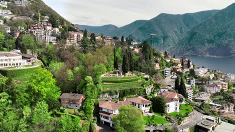 Drone-footage-of-Lugano,-Switzerland