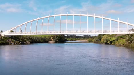 Te-Rewa-Rewa-Bridge-With-Unique-Structure-Over-Waiwhakaiho-River-At-New-Plymouth-In-New-Zealand