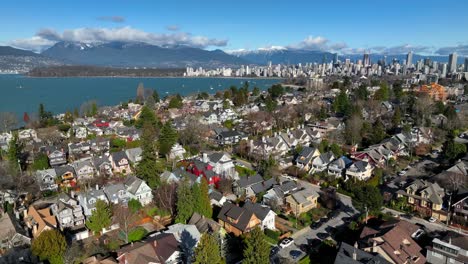 Luftaufnahme-Des-Wohngebiets-Und-Der-Innenstadt-In-Vancouver,-Britisch-Kolumbien,-Kanada