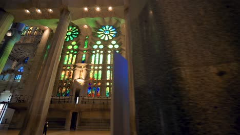 Gorgeous-colourful-stained-glass-window-and-ceiling-in-Sagrada-Familia