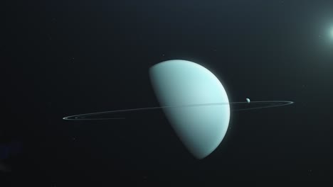 Uranus-Planet-Und-Sein-Mond-Und-Ring-Im-Weltraum-Des-Sonnensystems