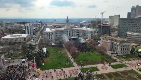 Regenerate-Festival-at-Civic-Center-Park,-Denver-County-Courthouse-aerial-view