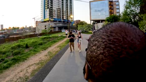 POV-of-an-Africans-Americana-riding-an-electric-scooter-through-the-beautiful-Atlanta-area