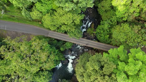 Aerial-rotation-focusing-on-bridge-in-narrow-road-of-Costa-Rica