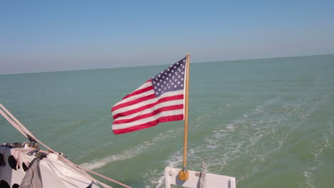 Slow-Motion-shot-of-the-American-Flag-on-a-boat