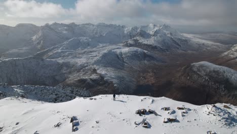 Male-hiker-standing-on-the-Blavin-with-a-great-view-of-the-Cuillin-Mountains-in-winter-time