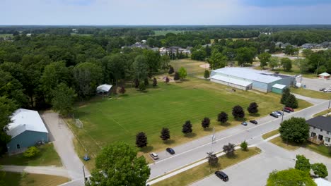Aerial-view-of-a-soccer-field-nestled-in-the-small-town-of-Mount-Brydges