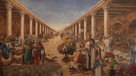Das-Wandgemälde-Im-Cardo-Maximus-Von-Jerusalem-Zeigt,-Wie-Der-Cardo-In-Der-Byzantinischen-Zeit-Ausgesehen-Haben-Könnte