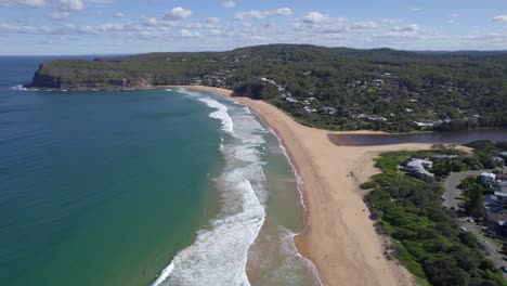 Golden-Sand-Beaches-Of-MacMasters-And-Copacabana-Between-The-Cockrone-Lagoon-In-Central-Coast,-NSW,-Australia