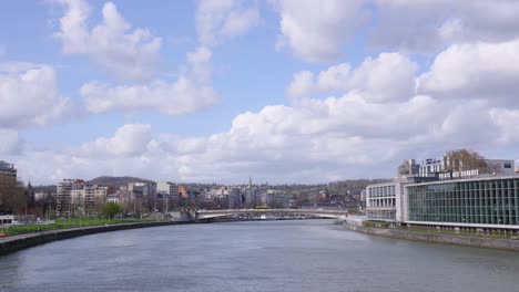 Skyline-view-of-the-city-of-Liège-with-La-Meuse-river,-Belgium
