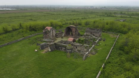 Aerial-View-Over-Geguti-Palace-In-Kutaisi,-Georgia---drone-shot