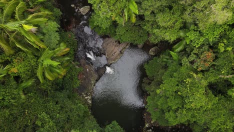 Water-cascading-down-a-hidden-creek-system-into-a-naturally-formed-swimming-hole-deep-in-a-tropical-jungle