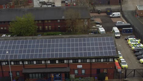 Cheshire-town-police-station-with-solar-panel-renewable-energy-rooftop-aerial-view