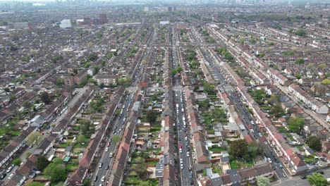 East-Ham-London,-Vereinigtes-Königreich,-Straßen-Und-Straßen,-Drohnen-Luftaufnahme