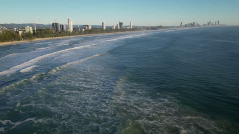 Wide-view-from-Burleigh-Heads-towards-Surfers-Paradise,-Gold-Coast,-Australia