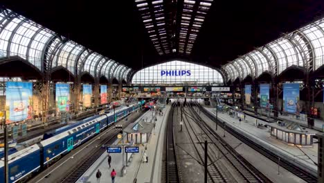 18-April-2023---Inside-View-Of-Hamburg-Central-Station-Looking-Down-At-Station-Platforms