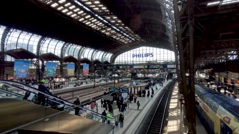 18-April-2023---Inside-View-Of-Hamburg-Hauptbahnhof-Looking-Down-At-Station-Platforms