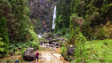 Waterfall-in-Sao-Miguel,-Azores