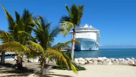 Cruise-ship-moored-in-the-tourist-Port-Of-Taino-Bay,-Puerto-Plata,-Dominican-Republic