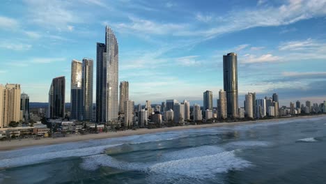 Aerial-of-Surfers-Paradise-skyline-looking-North,-Gold-Coast,-Queensland,-Australia-20230502