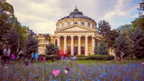 Zeitraffer-Des-Rumänischen-Athenäums,-Bukarest,-Rumänien