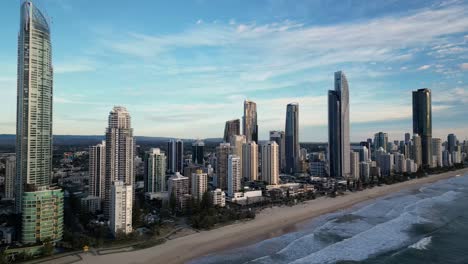 Morning-aerial-of-Surfers-Paradise-skyline,-Gold-Coast,-Queensland,-Australia-20230502