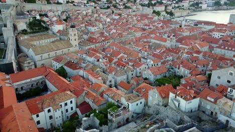 Dubrovnik-Old-Town-Aerial-View,-Historic-City-Center-Drone-Shot