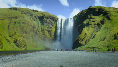 Slow-motion-footage-of-Skogafoss-Waterfall---waterfall-located-on-the-Skoga-River-in-south-Iceland