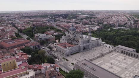 Aerial-View-Of-Almudena-Cathedral-In-Madrid