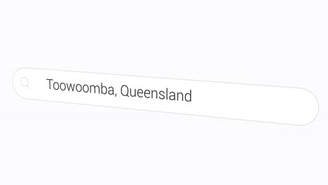 Escribiendo-Toowoomba,-Queensland-En-La-Barra-De-Búsqueda-De-La-Computadora