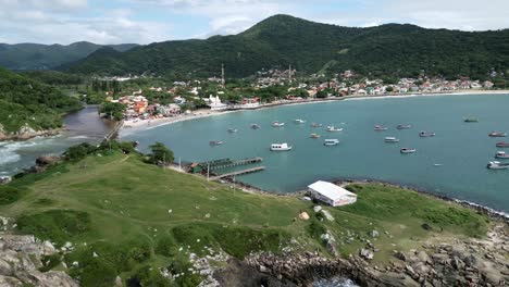 aerial-footage-of-ponta-dos-campanhas-santa-Catarina-island-Brazil-florianopolis-armacao-beach