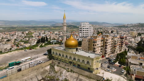 Aerial-View-Of-Nabi-Saeen-Mosque-In-Nazareth,-Israel