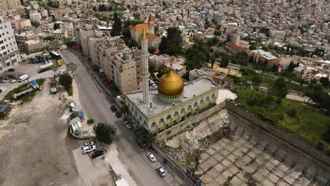 Blick-Von-Oben-Auf-Die-Nabi-Saeen-Moschee-Auf-Dem-Nabi-Saeen-Hügel-In-Nazareth,-Israel