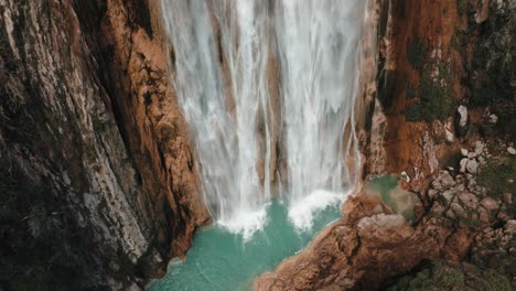 Aerial-view-of-beautiful-waterfalls,-el-Chiflon-in-Mexico