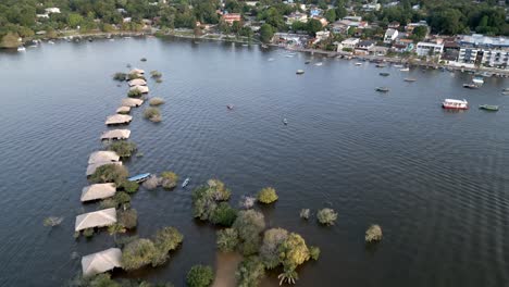 Aerial-Drone-Landscape-in-Alter-Do-Chao-Brazil-Santarem-Ilha-do-Amor-Love-Island-in-Tapajos-River-Tropical-Beach