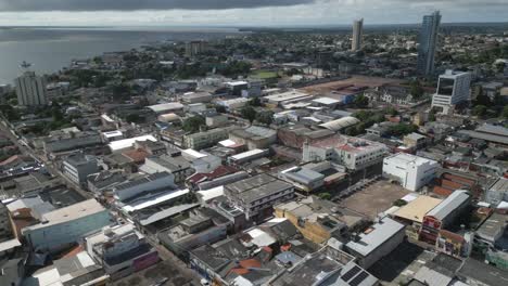 Aerial-over-the-city-of-Santarém,-State-of-Pará,-Brazil