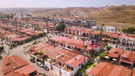 View-from-a-drone-flying-over-rosarito-condominiums-in-Baja-California,-Mexico
