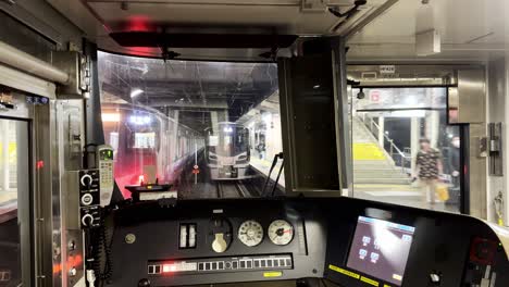 Subway-train-in-Kyoto-moving-after-leaving-the-station