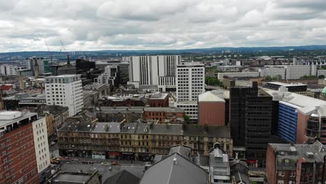 Glasgow-City-apartments-in-Scotland,-UK--Drone-shot