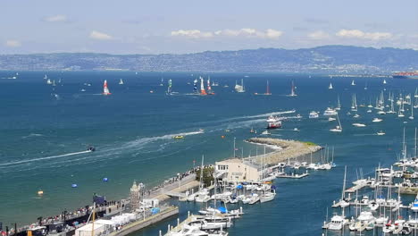 Segelbootrennen-In-Der-Bucht-Von-San-Francisco,-Segel-Grand-Prix