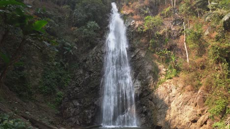 Picturesque-Khun-Korn-waterfall-in-northern-Thailand-jungle-cliffs