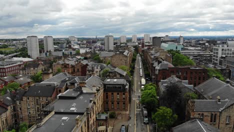 Aerial-cityscapes-of-Glasgow-City-in-Scotland--Drone-shot