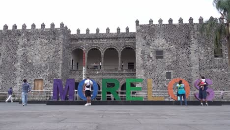The-word-Morelos-outside-the-Palace-of-Cortes-in-Mexico