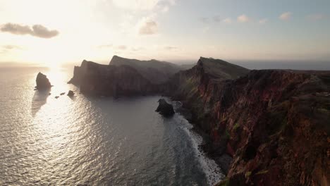 Beautiful-Morning-in-Madeira,-drone-aerial,-Island,-Portugal