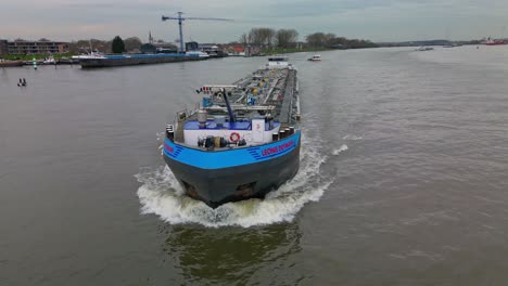 Motor-Tanker,-Liquid-Cargo-ship-Leonie-Deymann-sailing-through-river-Oude-Mass