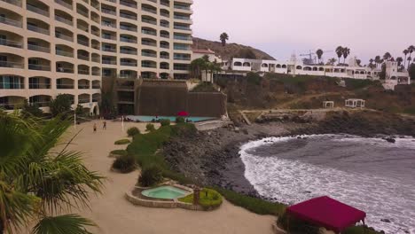 Aerial-shot-of-a-balcony-in-a-beachfront-hotel