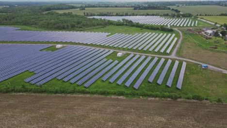 Drone-Shot-Of-Solar-Panels-Field,-Renewable-Green-Alternative-Energy-Concept