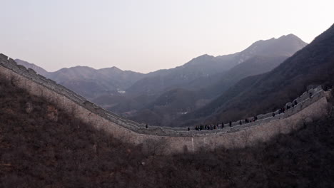 Aerial-Shot-of-The-Great-Wall-of-China-in-Mountains-Near-Beijing