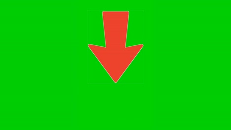Animation-Red-Arrow-sign-symbol-on-green-screen,-red-color-cartoon-arrow-pointing-down-side-4K-animated-image-video-overlay-elements