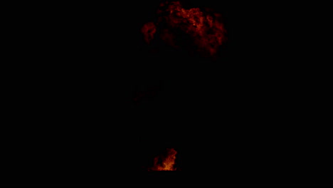 Feuerexplosion-Einzeln-Auf-Dunkelschwarzem-Hintergrund,-Gut-Für-Überlagerungen-Mit-Transparenter-Alpha-Matte-Mischoption